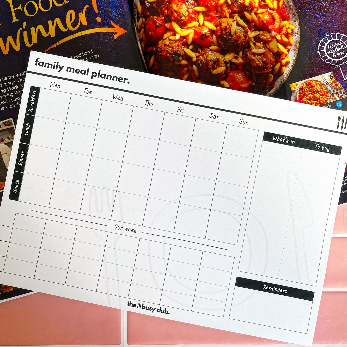 SAMPLE A4 Weekly Meal Planner Pad