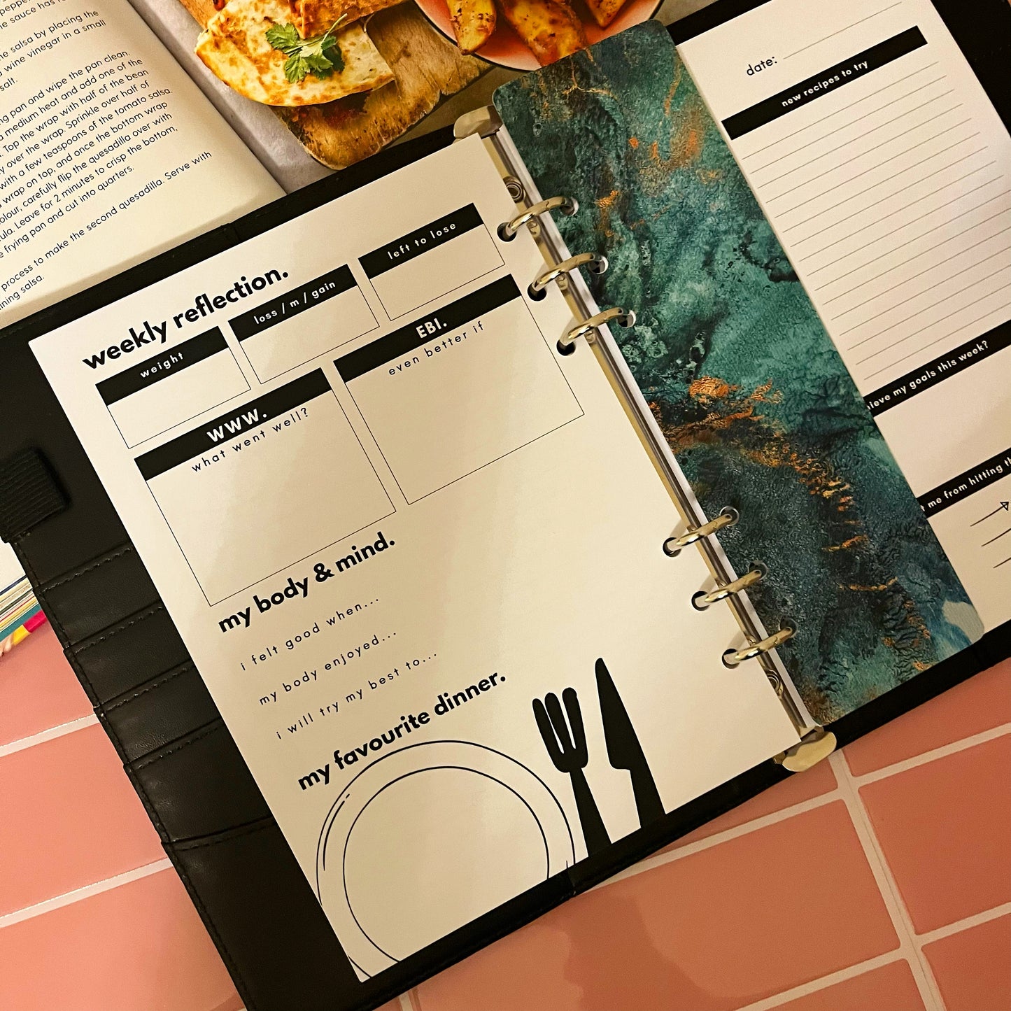 8 Week Food Diary Personal Planner Inserts - Green Goddess