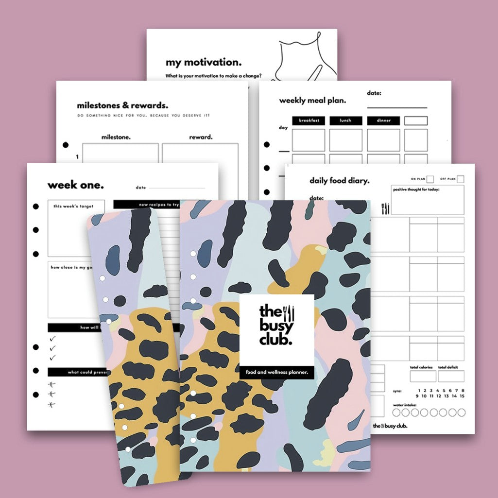 8 Week Food Diary Personal Planner Inserts - Animal Print