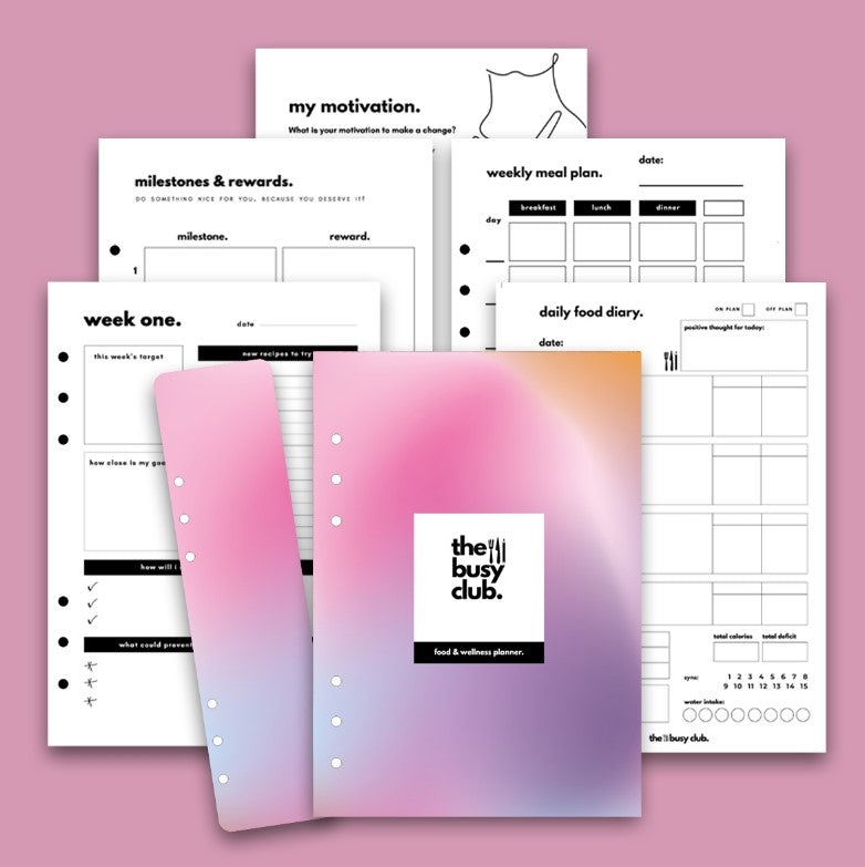 8 Week Food Diary Personal Planner Inserts - Cotton Candy