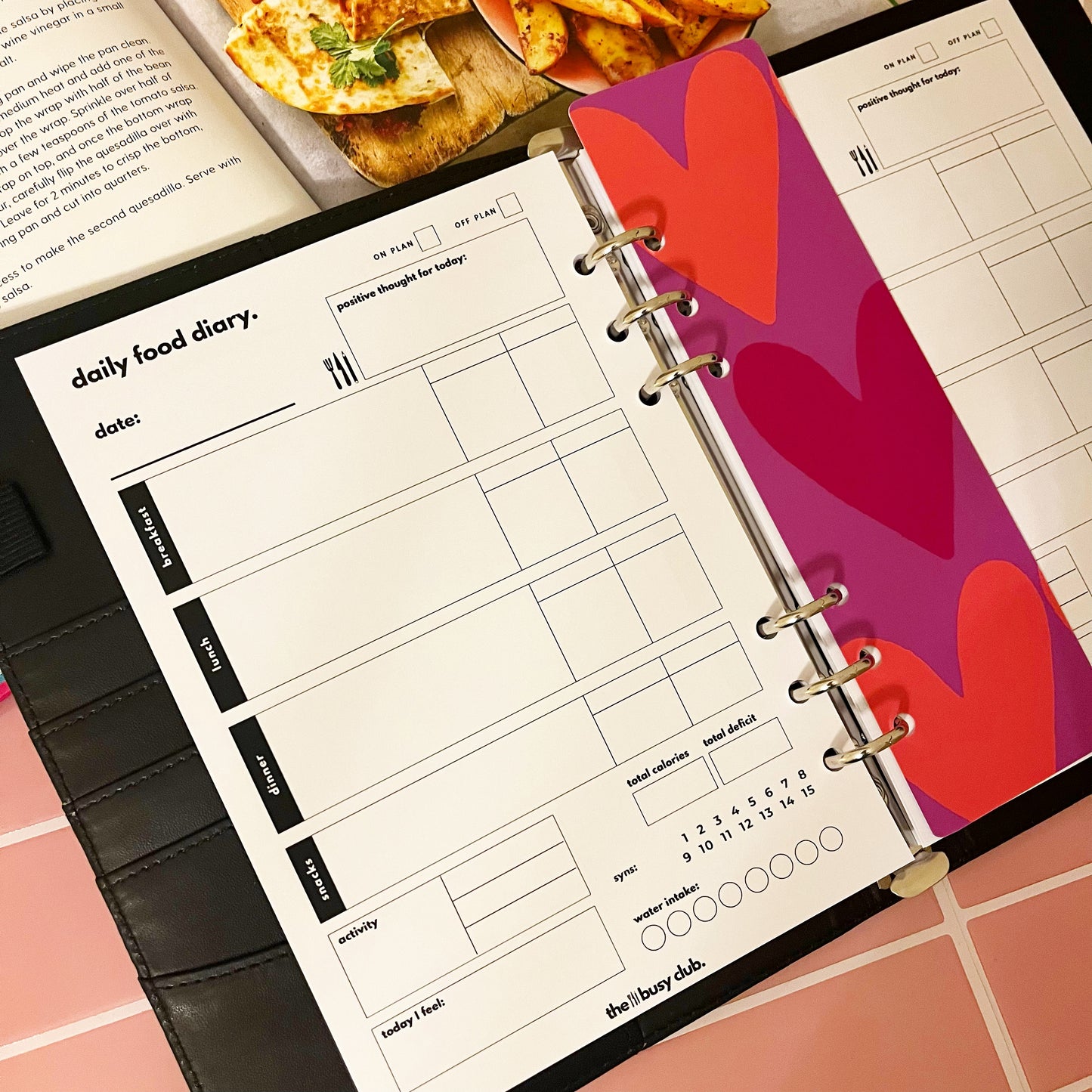 8 Week Food Diary Personal Planner Inserts - Sweet Heart