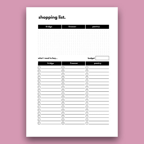 8 Week Food Diary Personal Planner Inserts - Pink Leopard