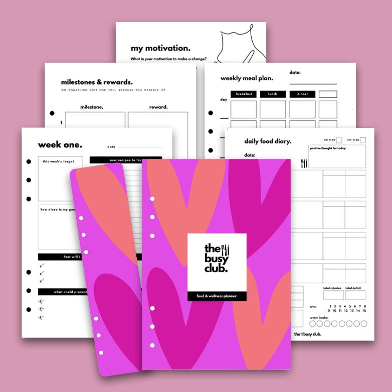 8 Week Food Diary Personal Planner Inserts - Sweet Heart