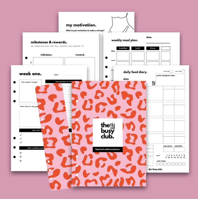 8 Week Food Diary Personal Planner Inserts - Pink Leopard