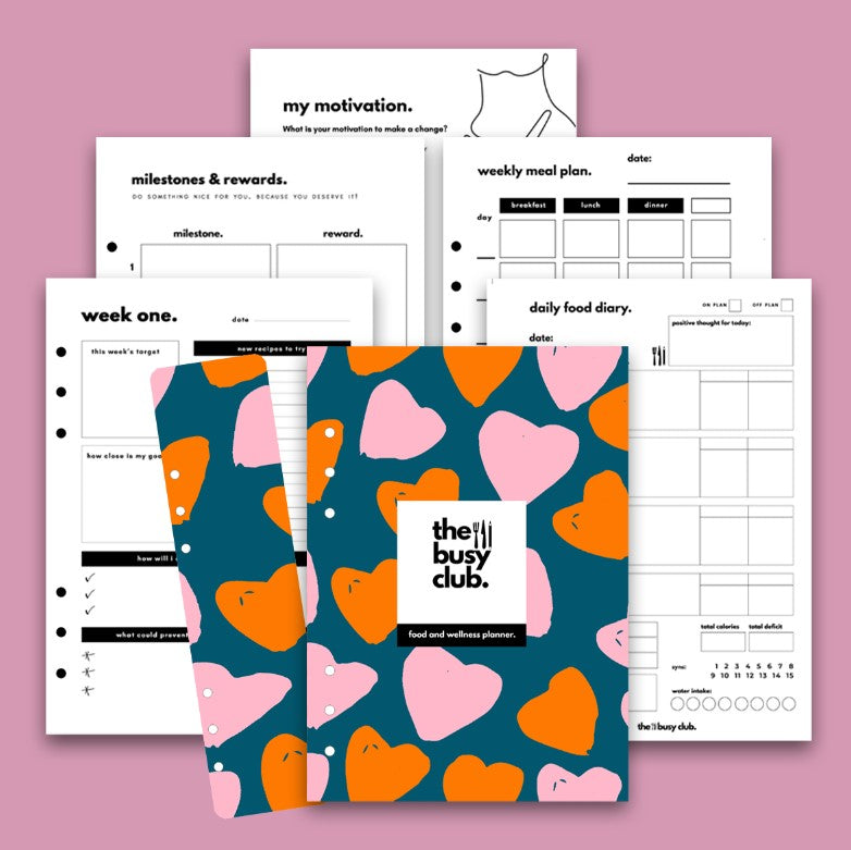 8 Week Food Diary Personal Planner Inserts - Queen of Hearts