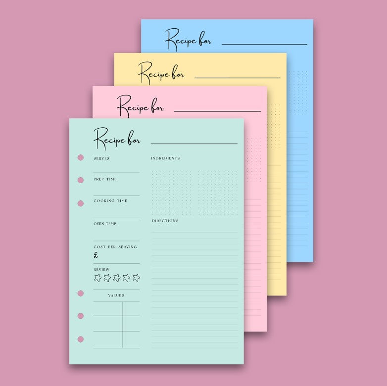 Recipe 'Blended Binder' Organiser Inserts