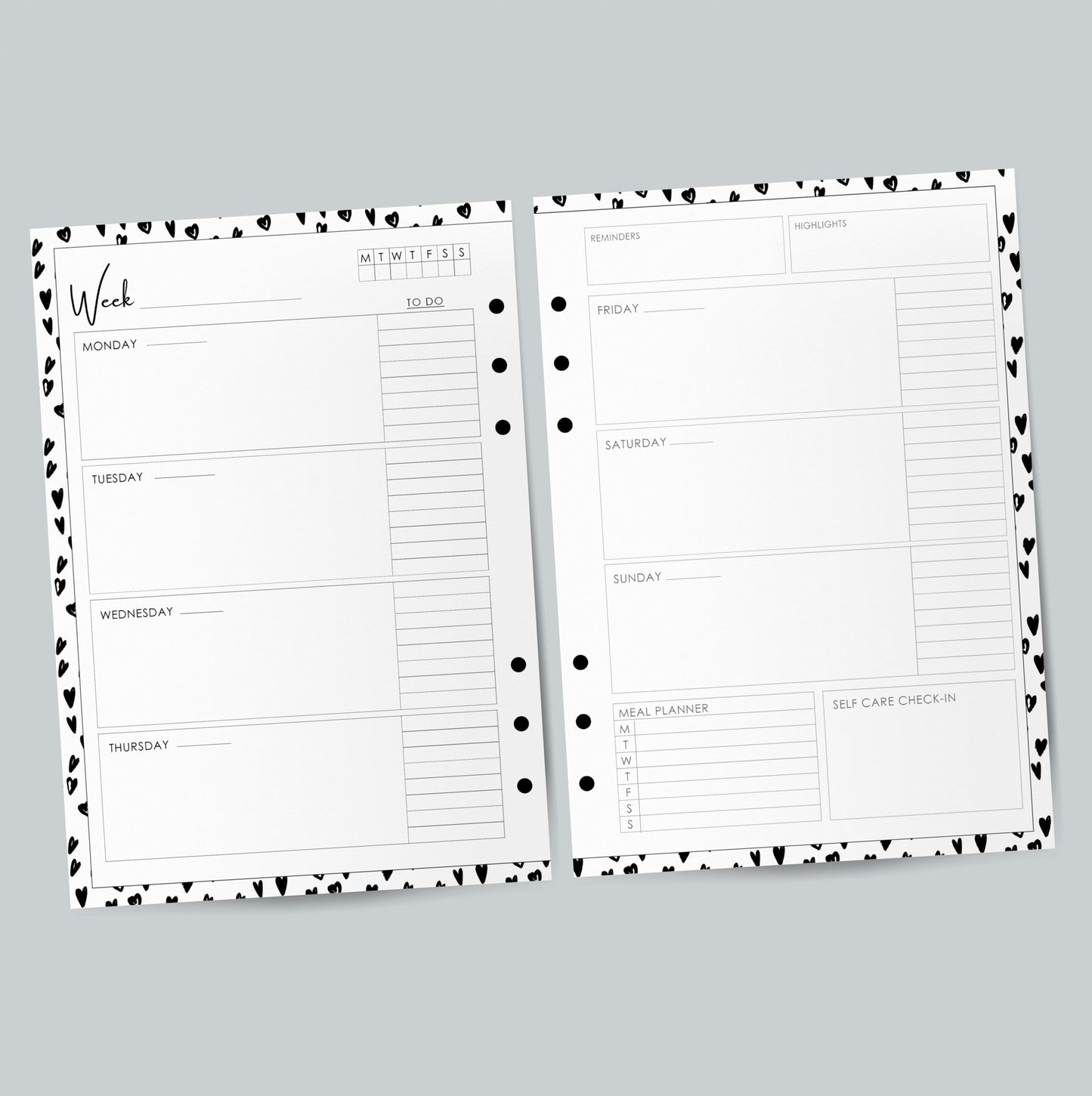 Undated Diary 'Blended Binder' Week to View Inserts