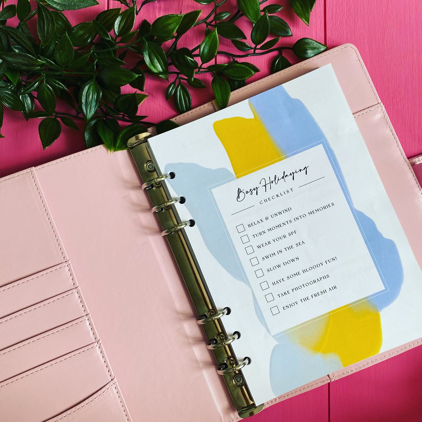 'Busy Holidaying' A5 'Blended Binder' Organiser Inserts