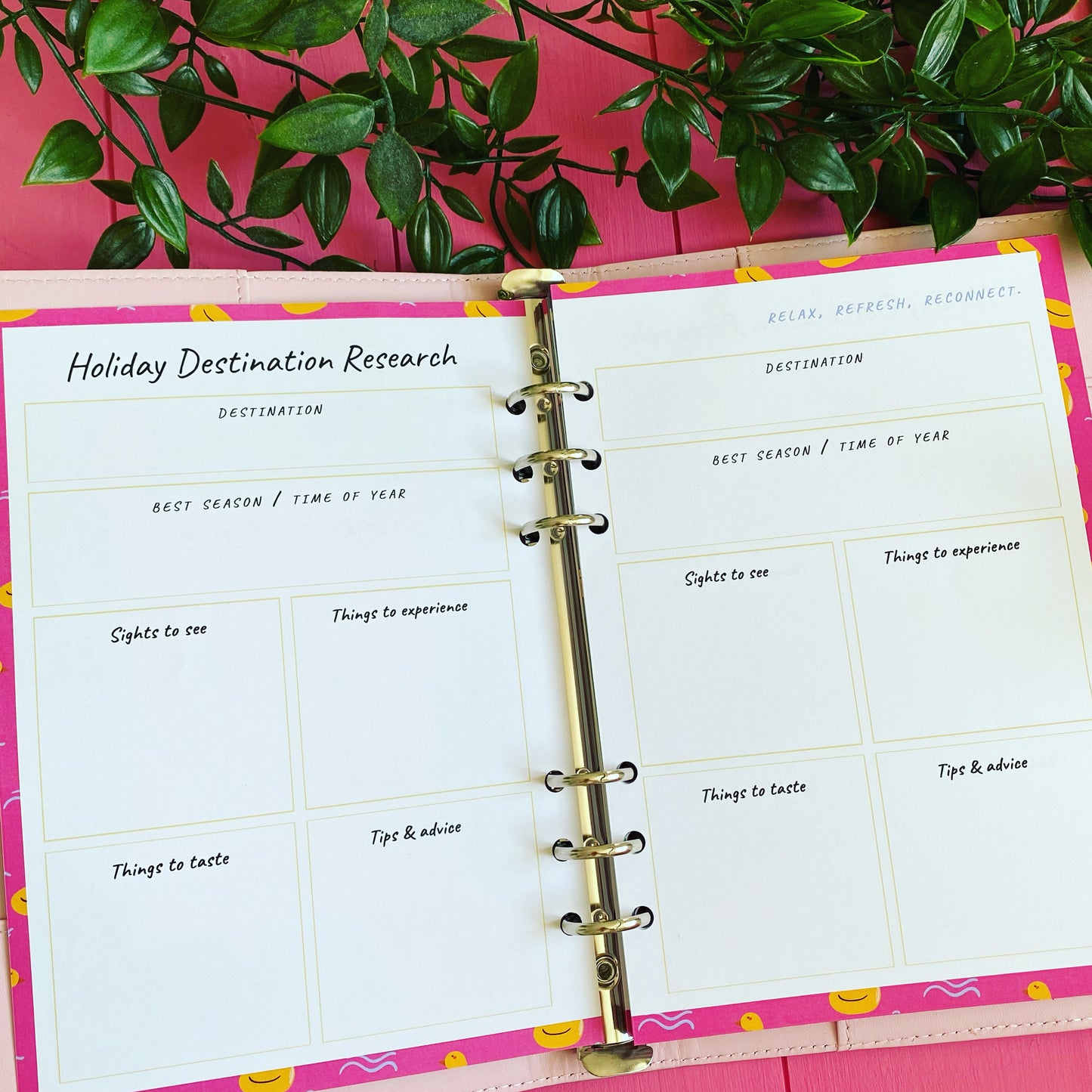 'Busy Holidaying' A5 'Blended Binder' Organiser Inserts