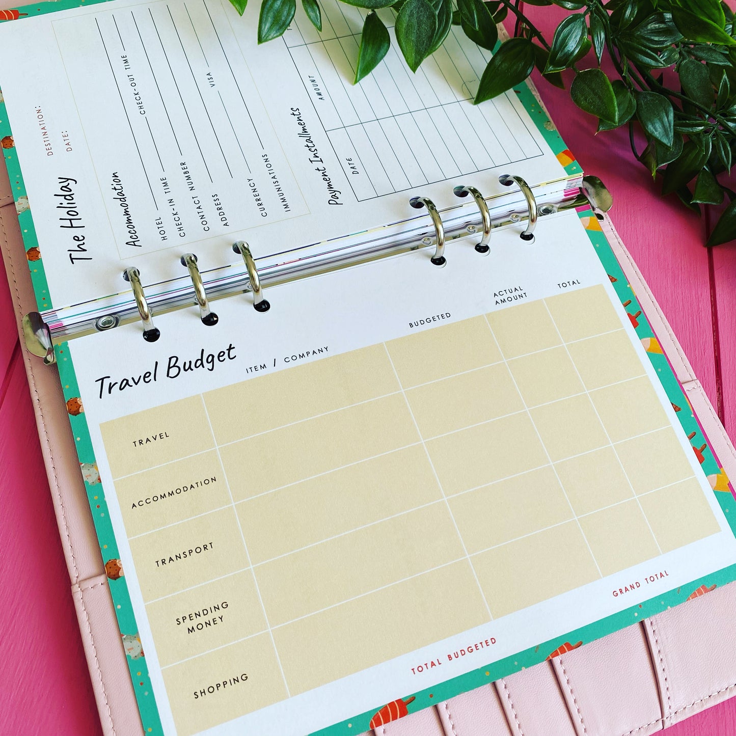 'Busy Holidaying' A5 'Blended Binder' Organiser Inserts