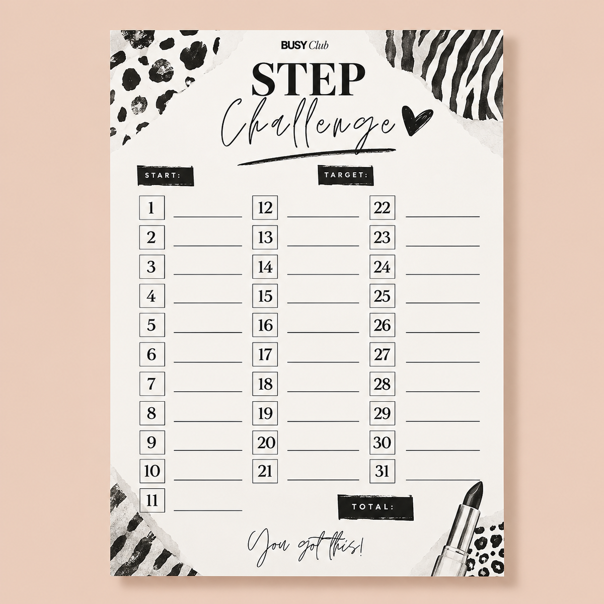 Step Challenge A5 Cards