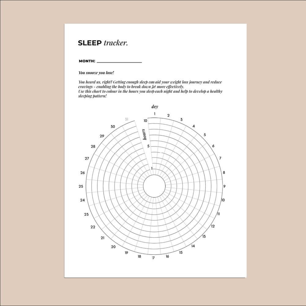 Sleep tracker chart on a beige background