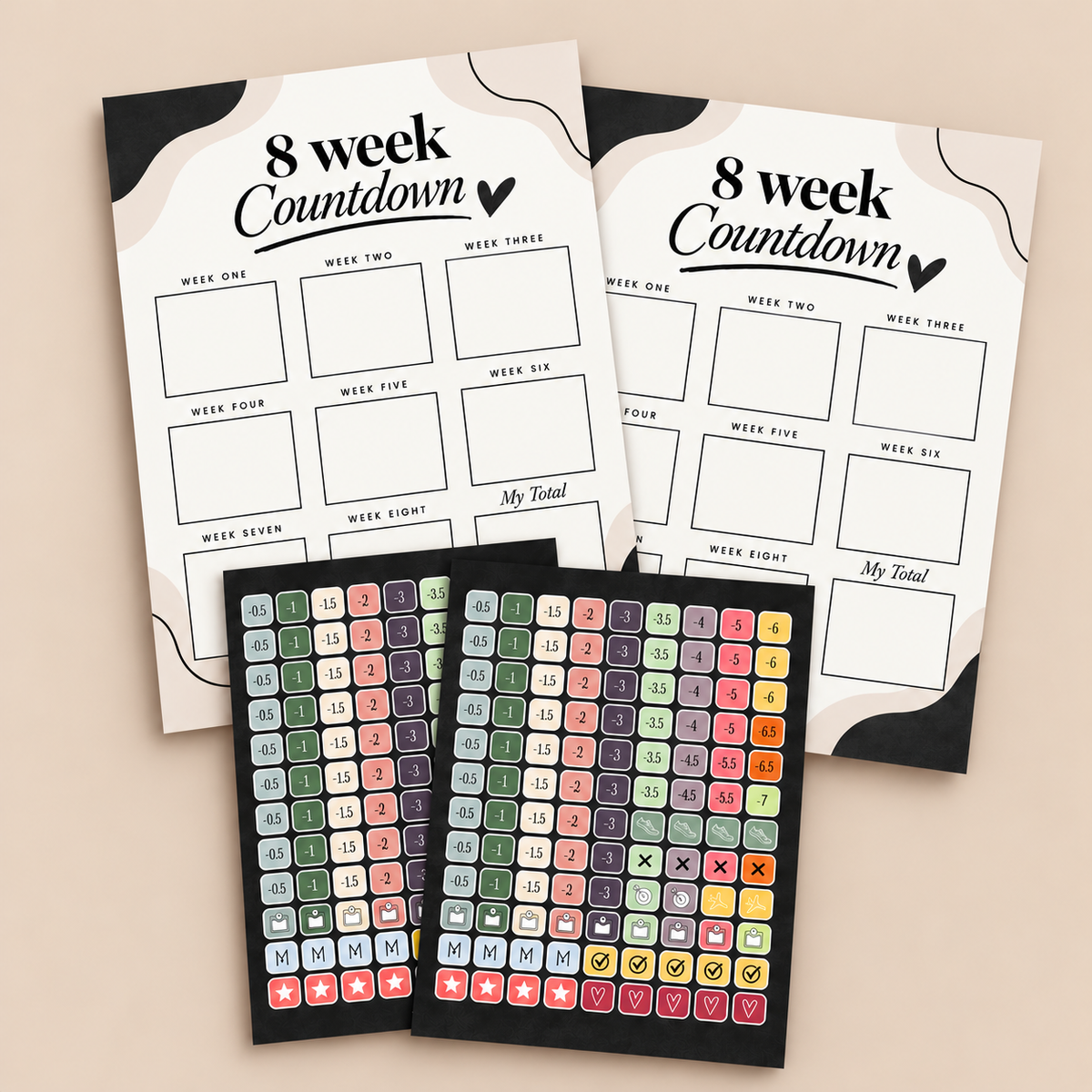 8 Week Countdown A5 Binder Inserts & Stickers Bundle