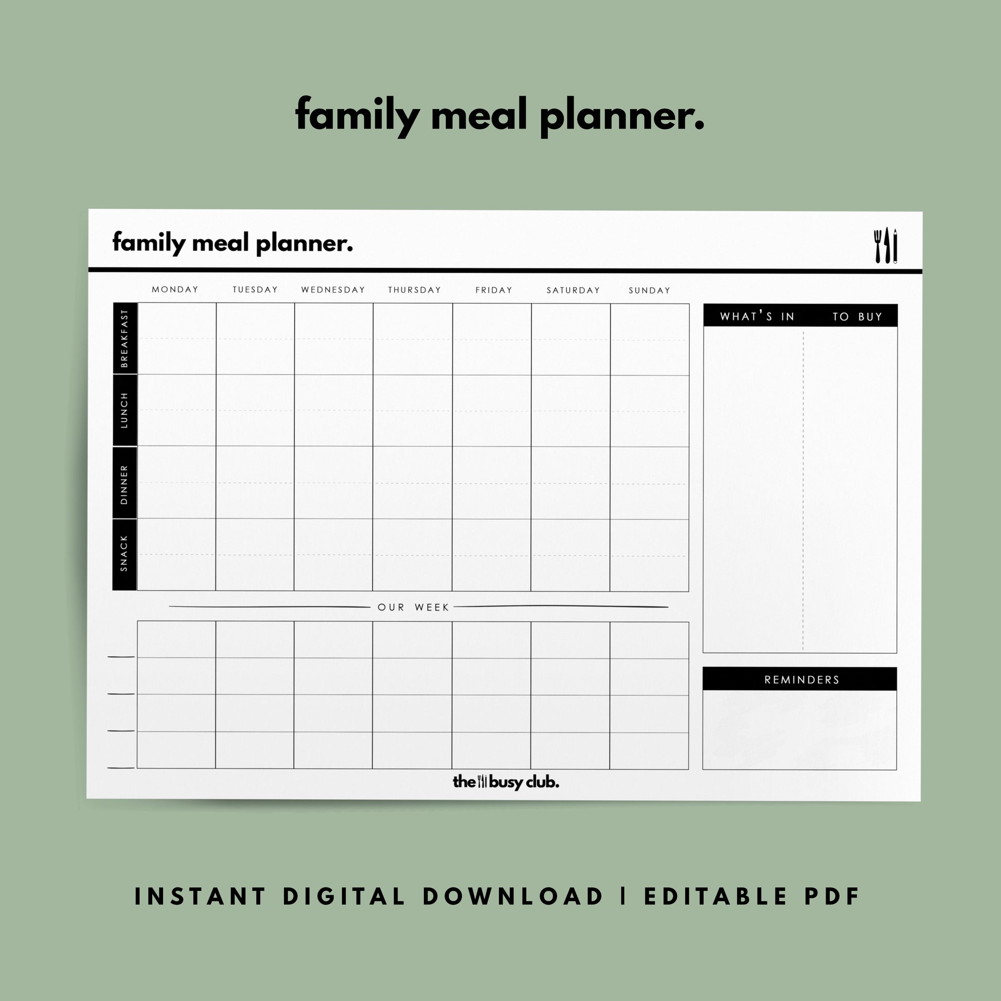 Family Meal Planner Printable Digital Download The Busy Club The family-meal-planner-printable-digital-download-the-busy-club-the