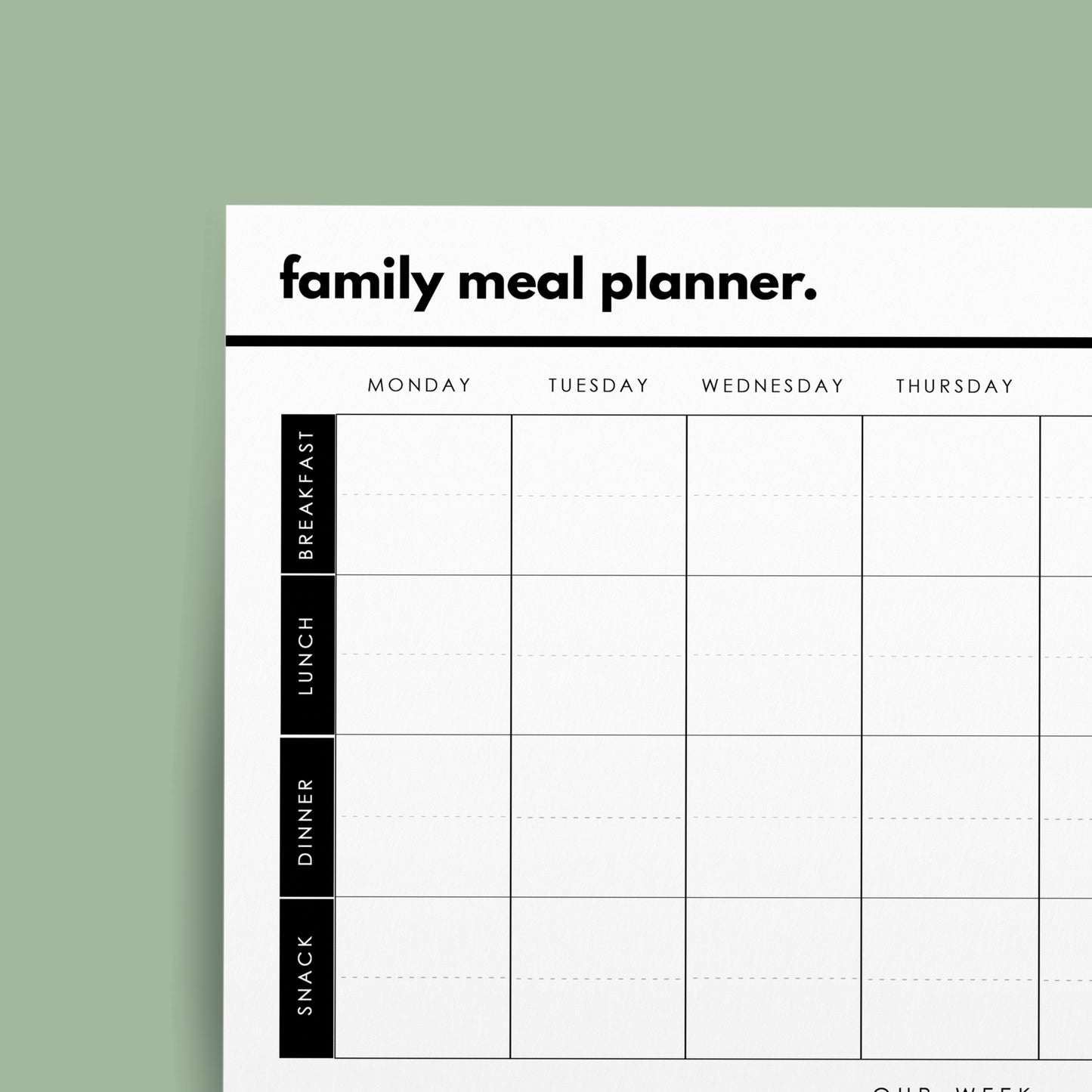 Family Meal Planner | Printable Digital Download