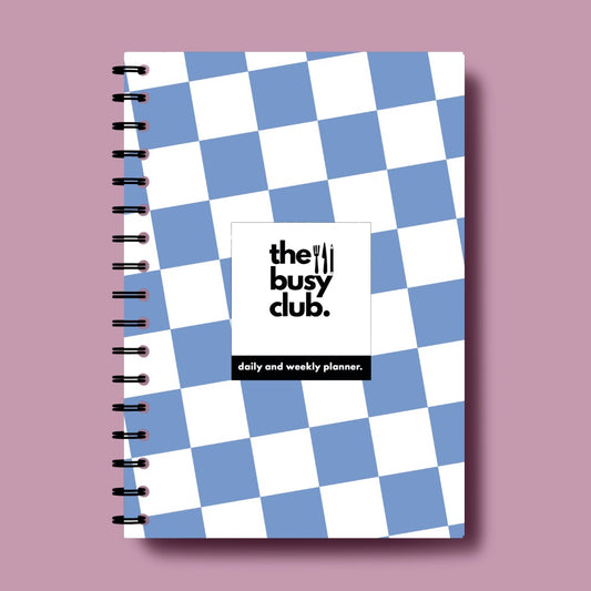 Daily and Weekly Food Planner - Blue Checkerboard
