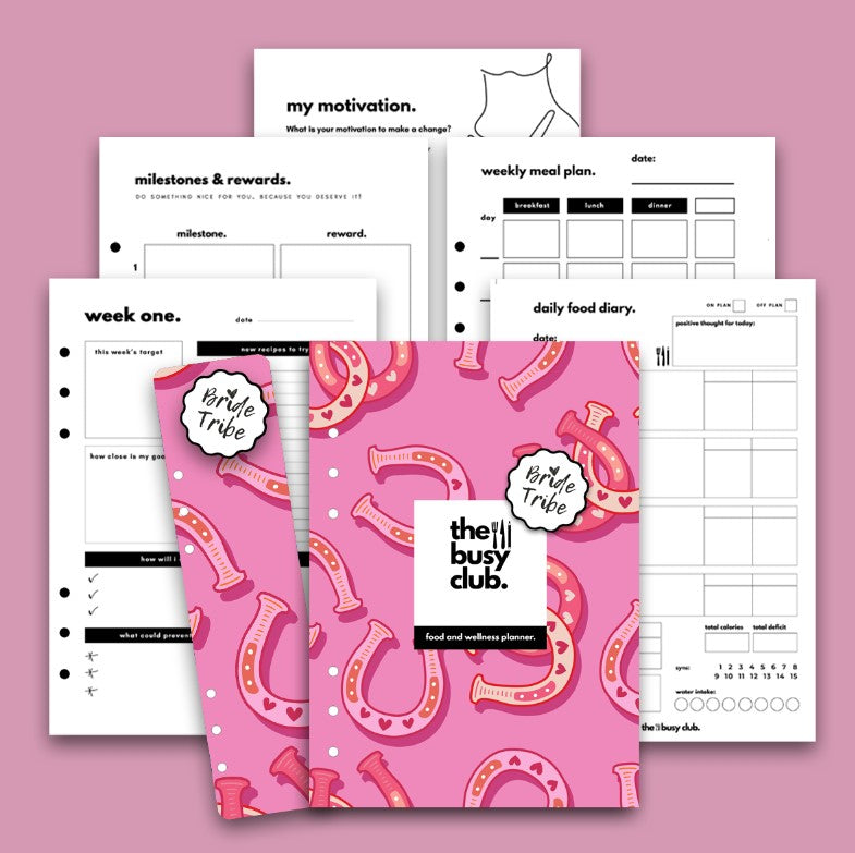 8 Week Food Diary Personal Planner Inserts - Wedding Lucky Horseshoes