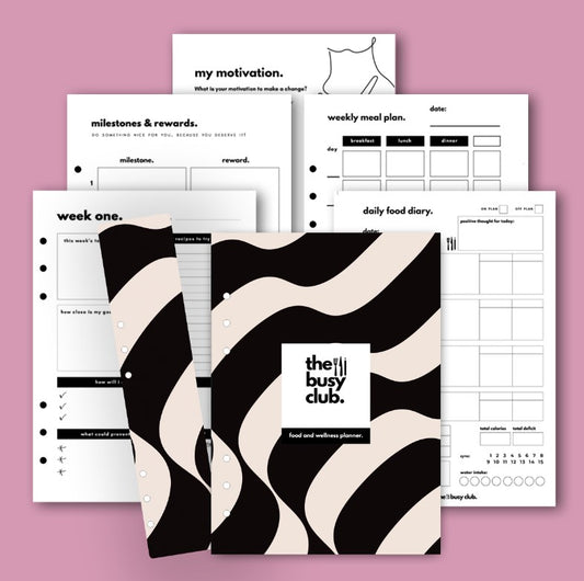 8 Week Food Diary Personal Planner Inserts - Ebony Twist