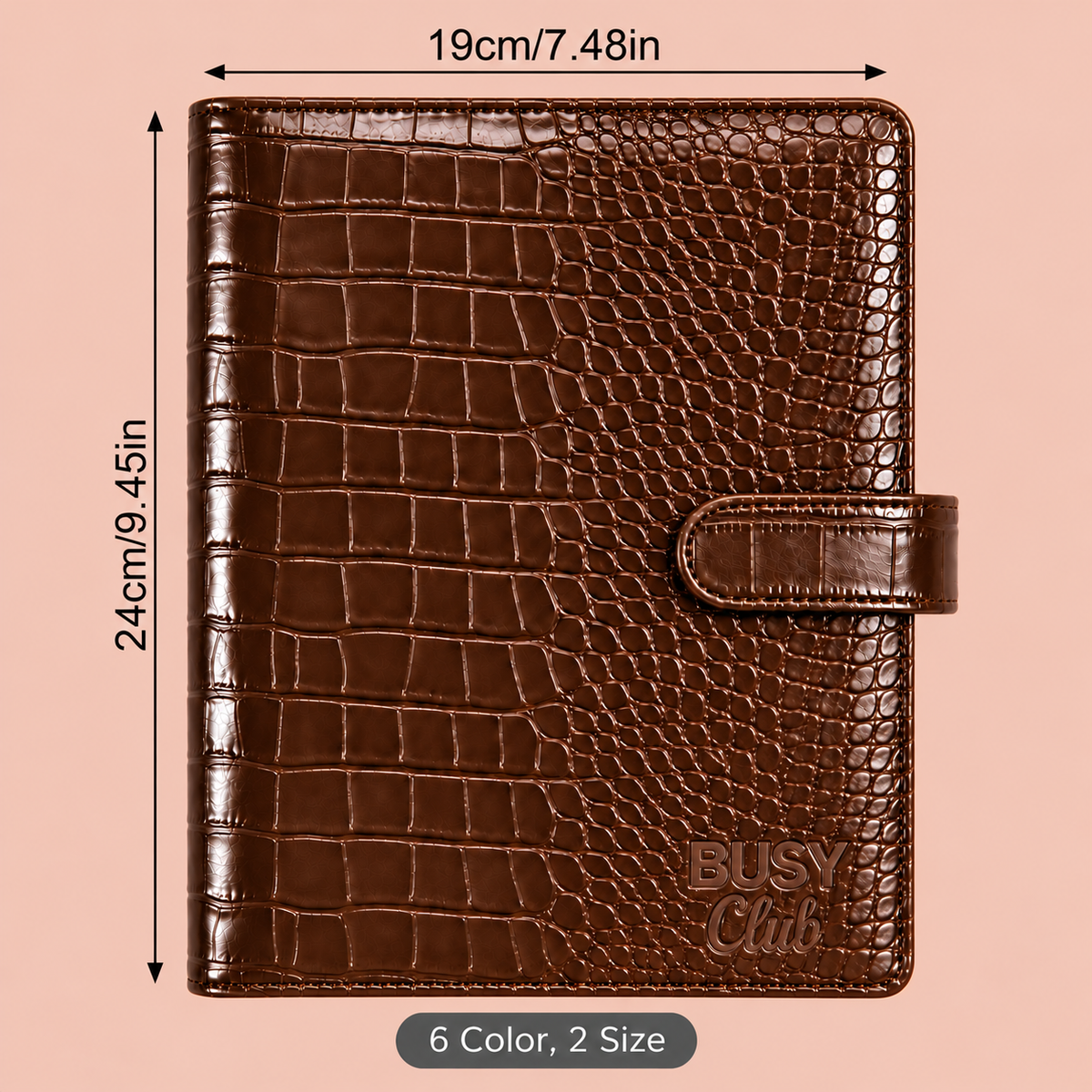 Embossed Croc A5 Ring Binder - Brown