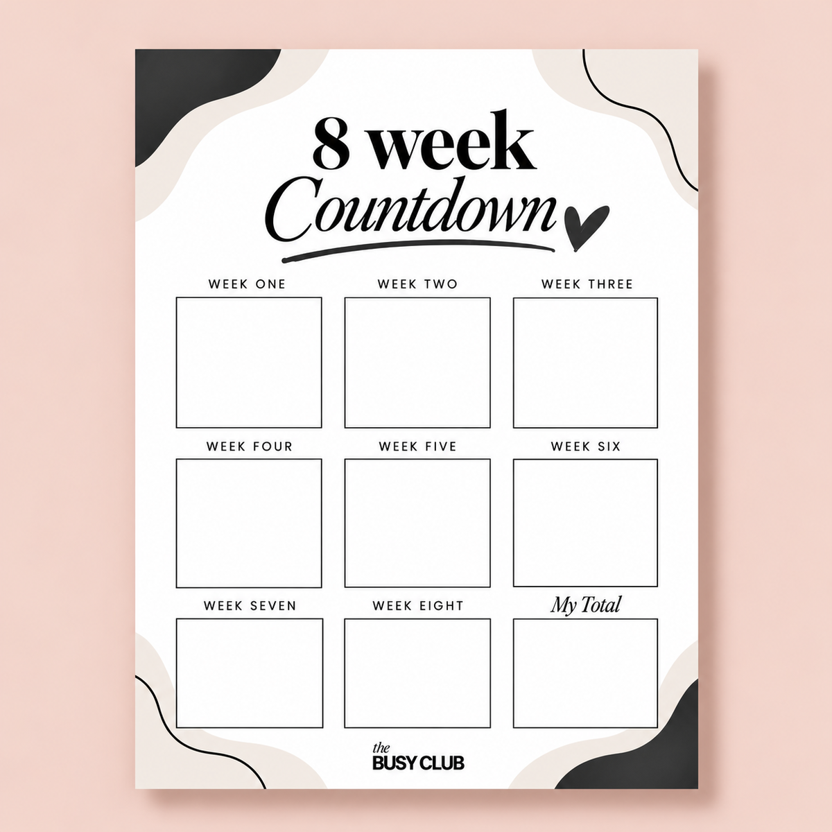 8 Week Countdown A5 Ring Binder Inserts