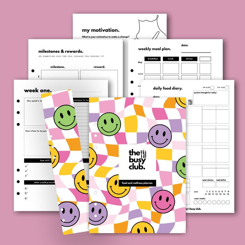 8 Week Food Diary Personal Planner Inserts - Happy Vibes