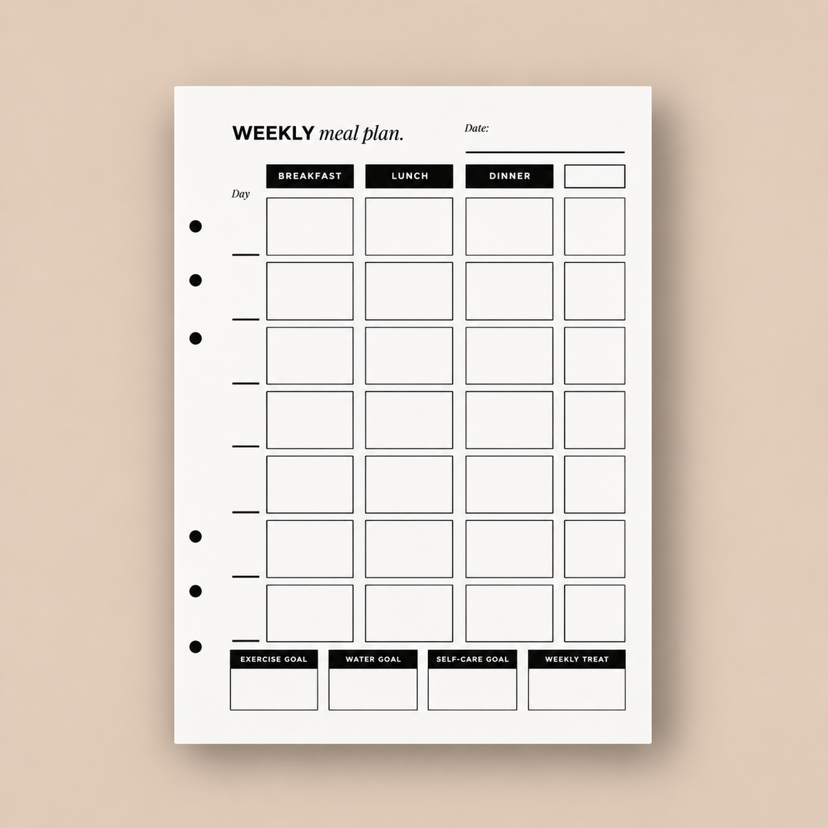 8 Week Food Diary Personal Planner Inserts - Lucky Cards