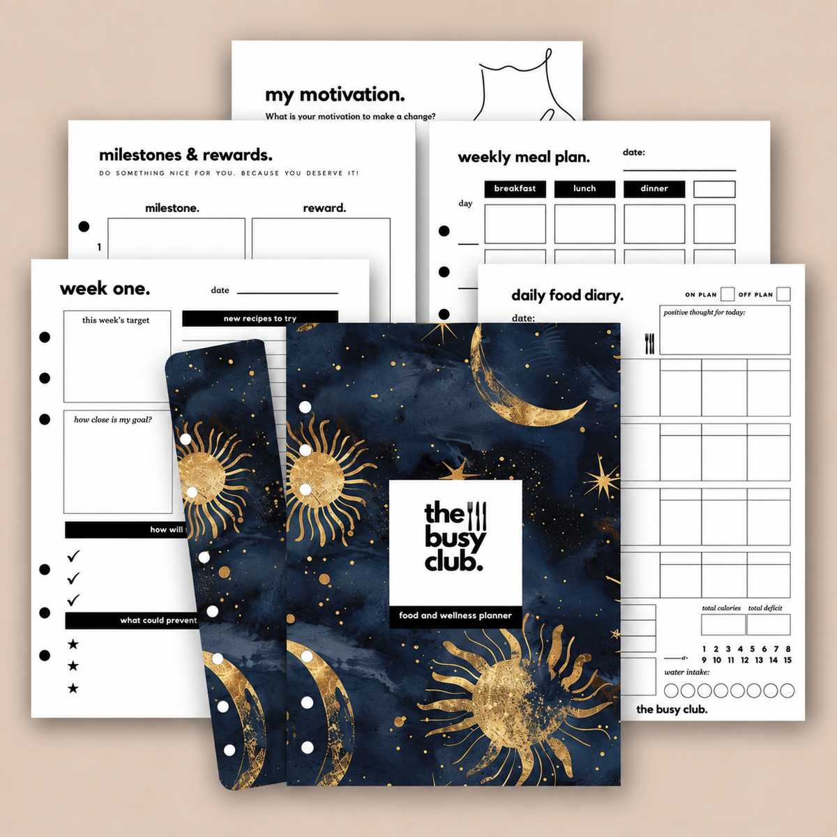 8 Week Food Diary Personal Planner Inserts - Sun