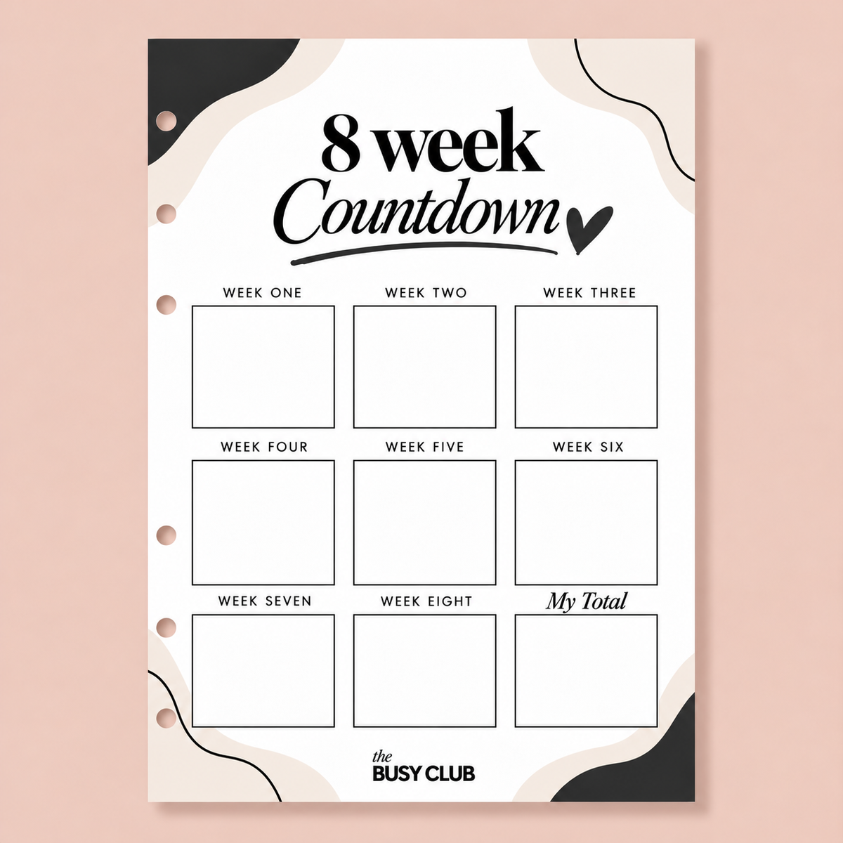 8 Week Countdown A5 Ring Binder Inserts