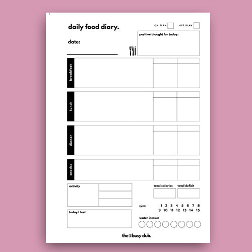 8 Week Food Diary Personal Planner Inserts - Queen of Hearts