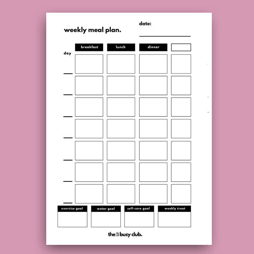 8 Week Food Diary Personal Planner Inserts - Pink Leopard