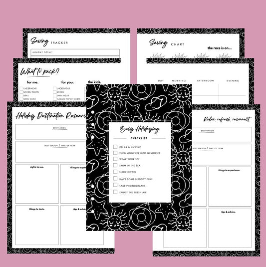 'Busy Holidaying' A5 'Blended Binder' Organiser Inserts