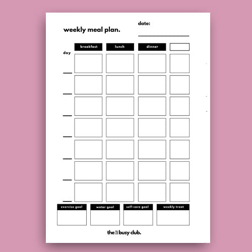 SAMPLE Weekly Meal Planner 'Blended Binder' Organiser Inserts