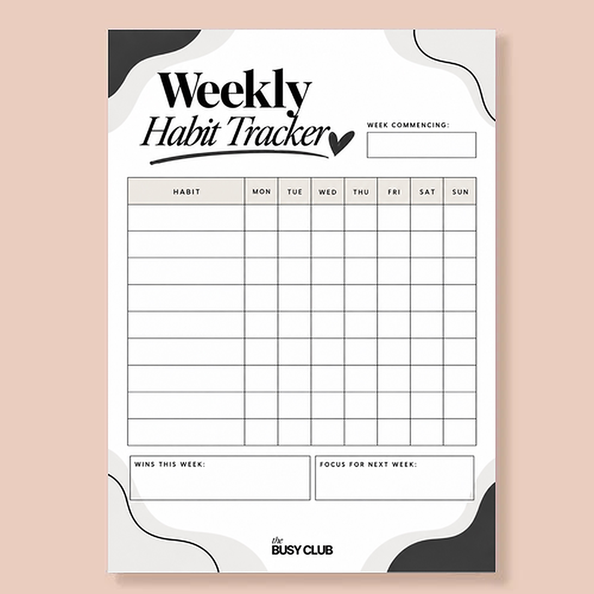 A5 Weekly habit Tracker - Healthy Habit Tracker