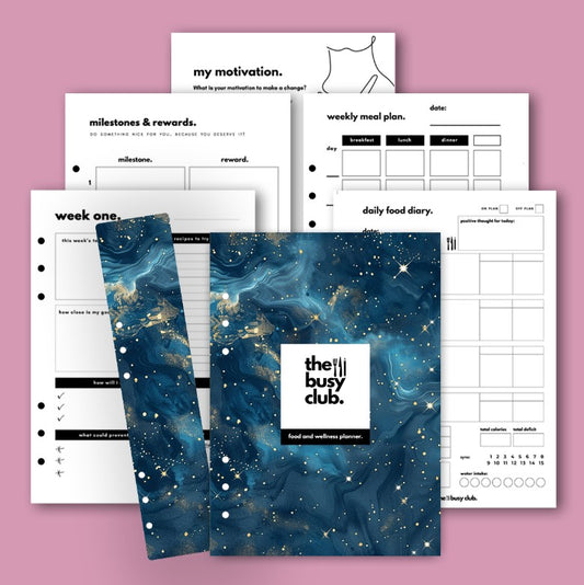 8 Week Food Diary Personal Planner Inserts - Midnight Whispers