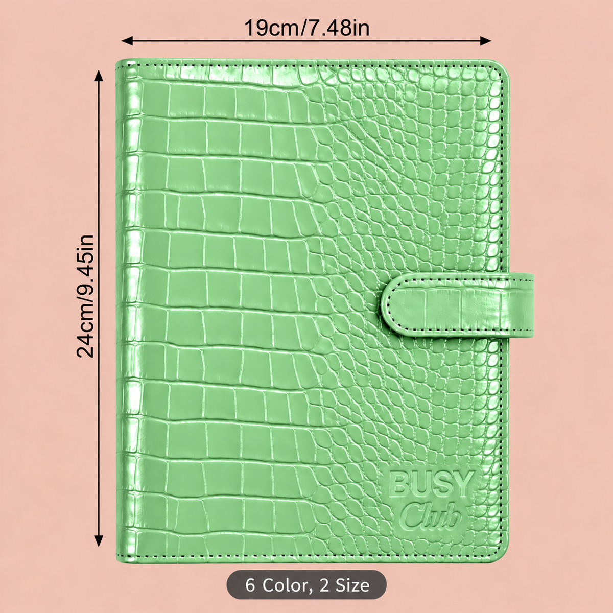 Embossed Croc A5 Ring Binder - Mint Green - Measurements