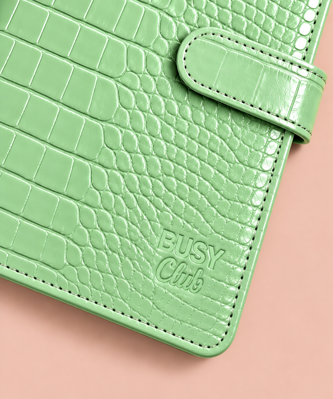 Embossed Croc A5 Ring Binder - Mint Green - Embossed Detailing