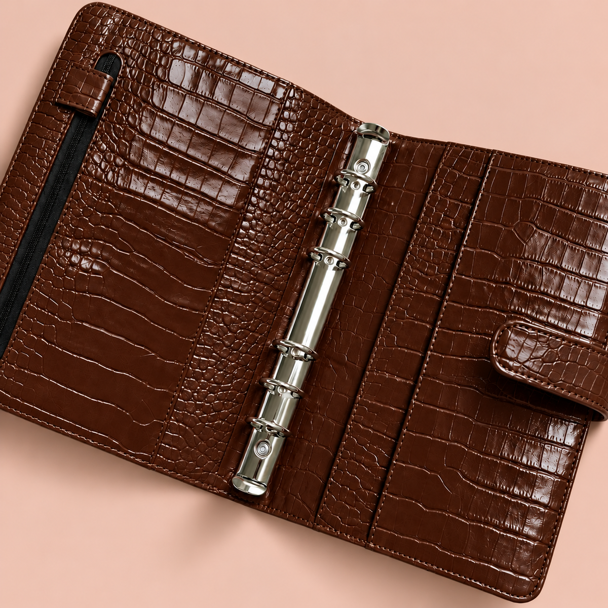 Embossed Croc A5 Ring Binder - Brown - Inner