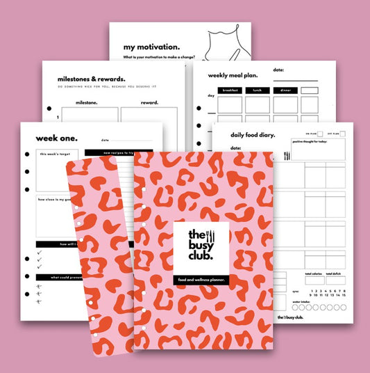 8 Week Food Diary Personal Planner Inserts - Pink Leopard