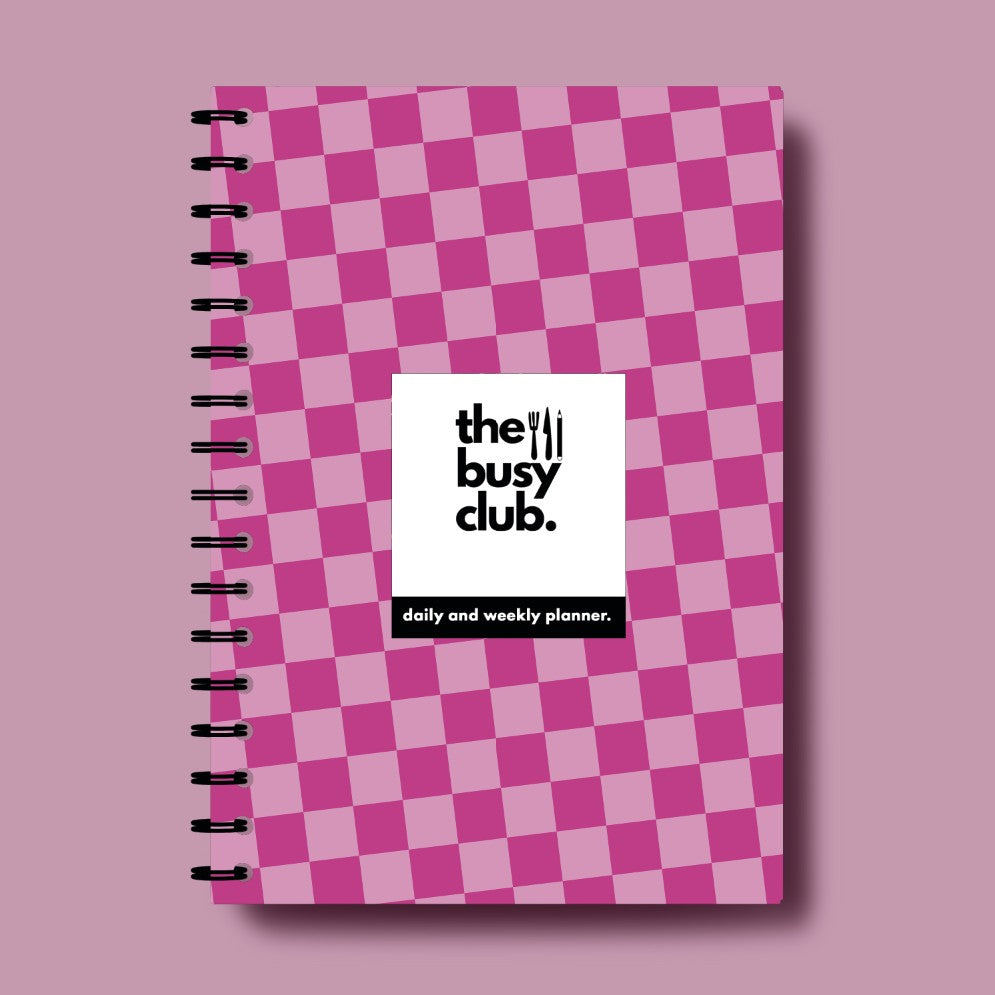 Daily and Weekly Food Planner - Pink Checkerboard
