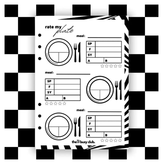 Rating card for food with checkered border
