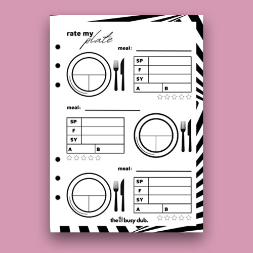 ‘Rate My Plate’ Meal planning Inserts