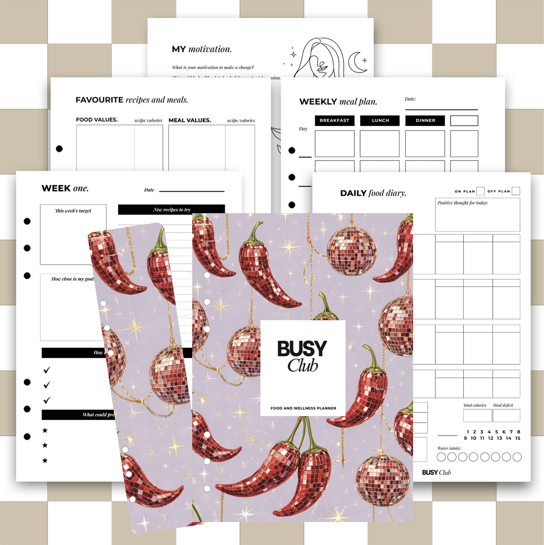 8 Week Food Diary Personal Planner Inserts - Sweet and Spicy