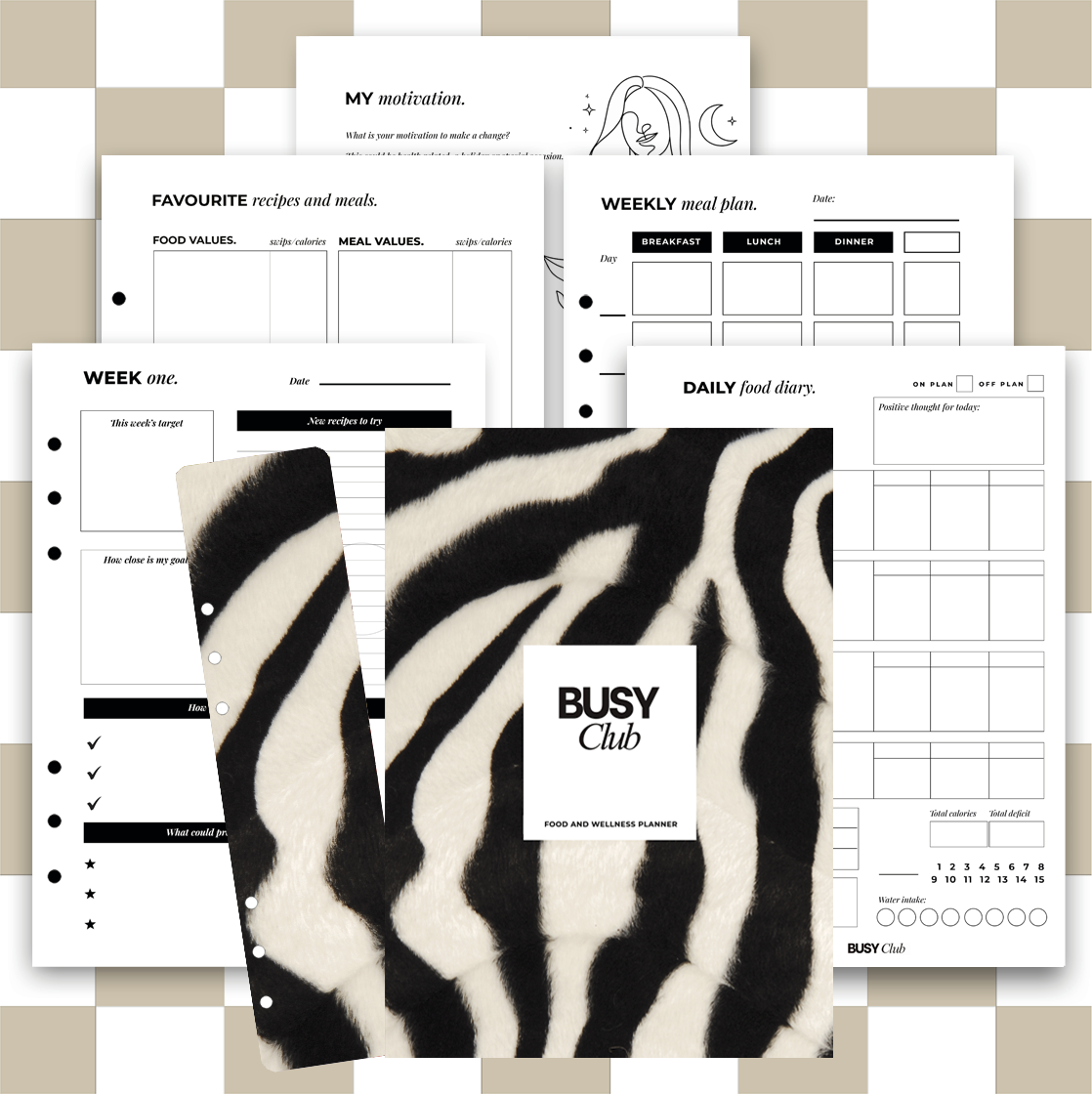 8 Week Food Diary Personal Planner Inserts - Zebra Era