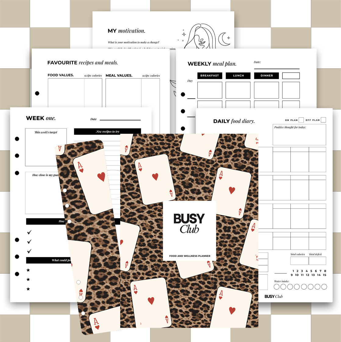 8 Week Food Diary Personal Planner Inserts - Lucky Cards