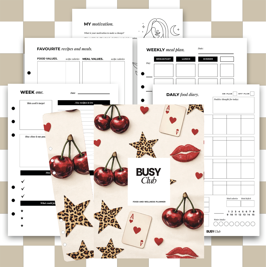 8 Week Food Diary Personal Planner Inserts - Vegas Dreams