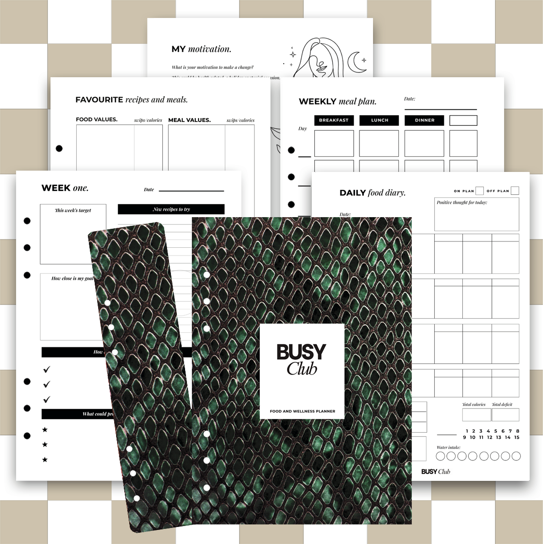8 Week Food Diary Personal Planner Inserts - Midnight Jungle