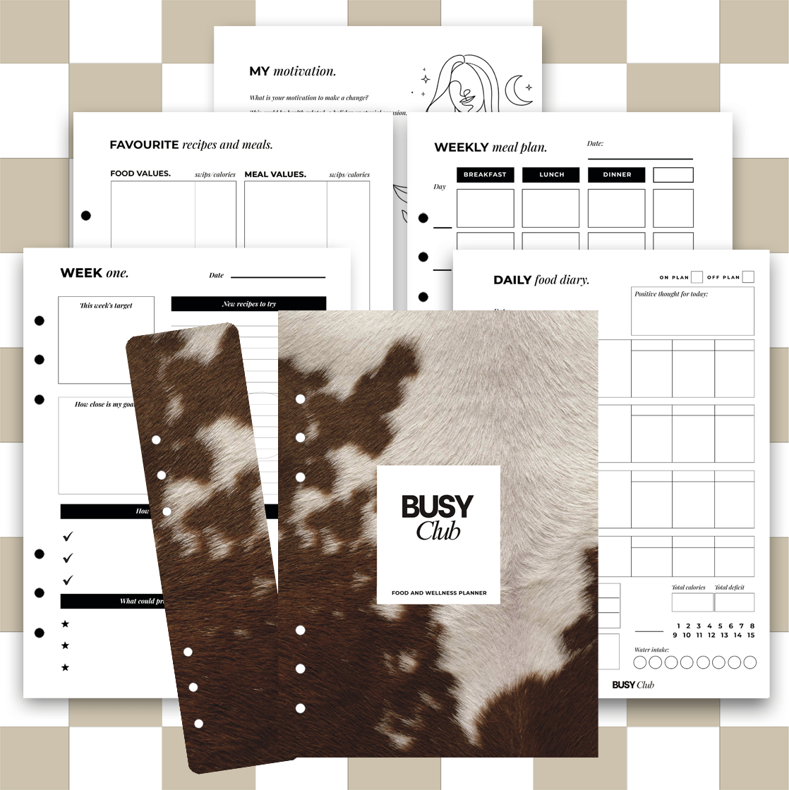 8 Week Food Diary Personal Planner Inserts - Cowgirl