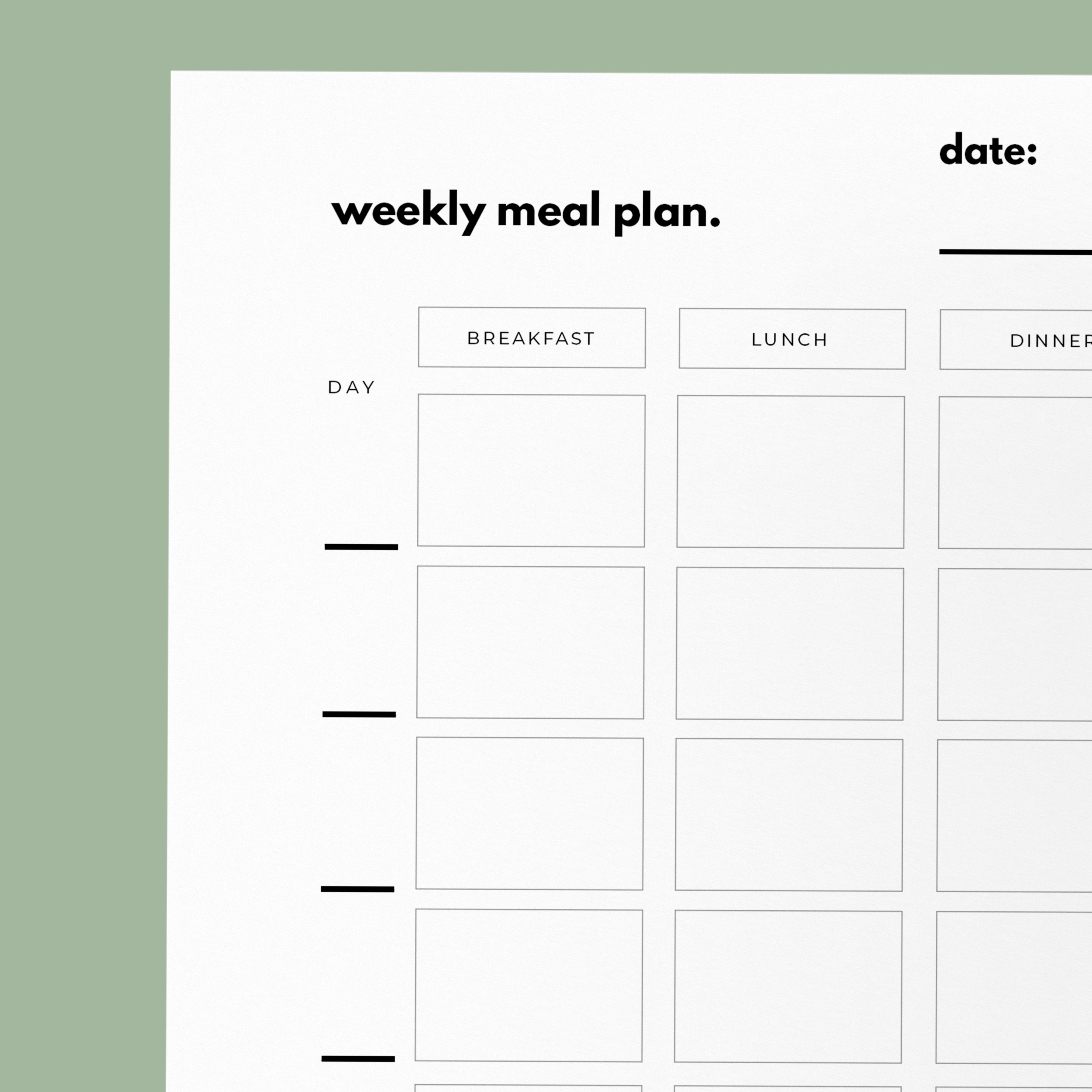 Weekly Meal Planner | Printable Digital Download