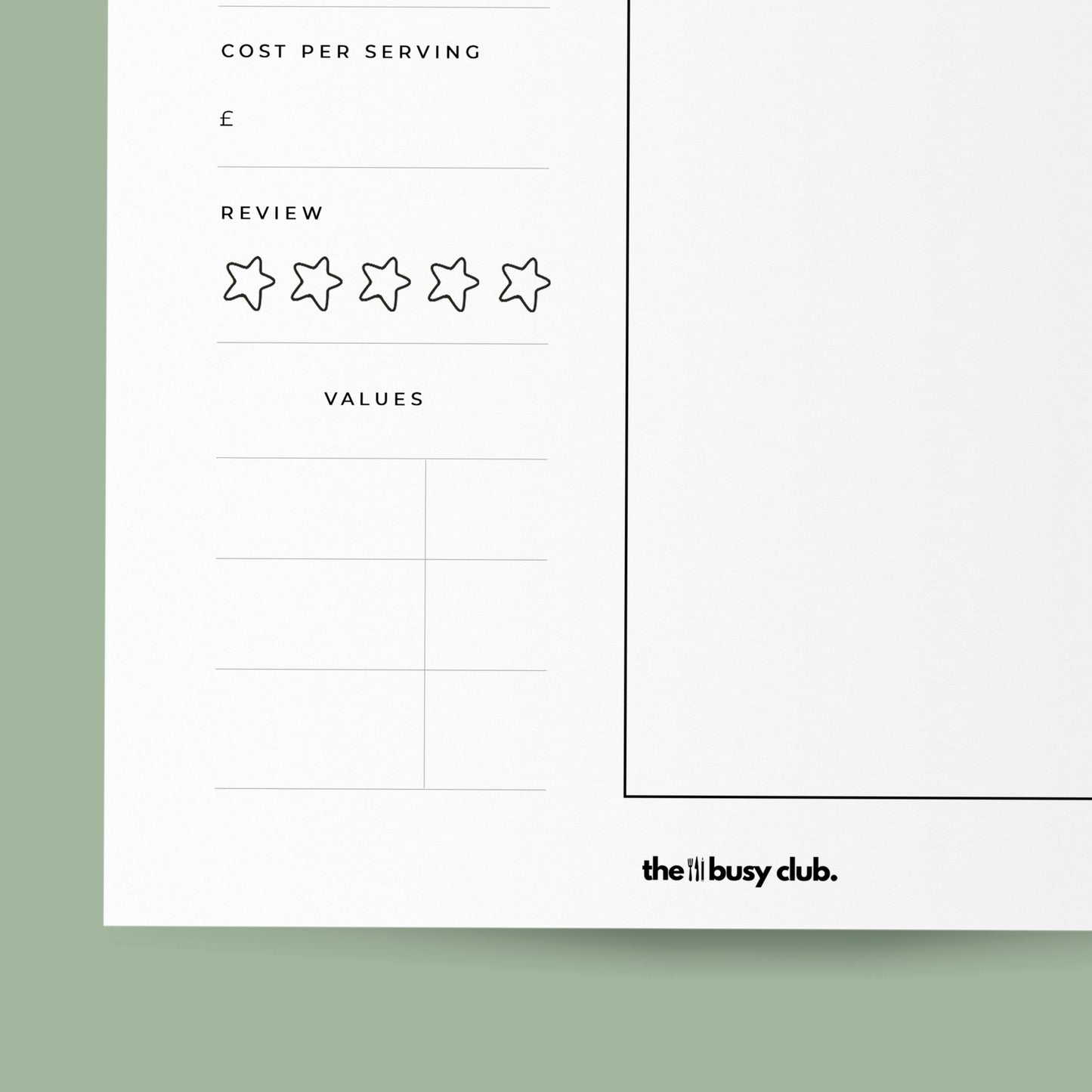 Blank Recipe Page | Printable Digital Download