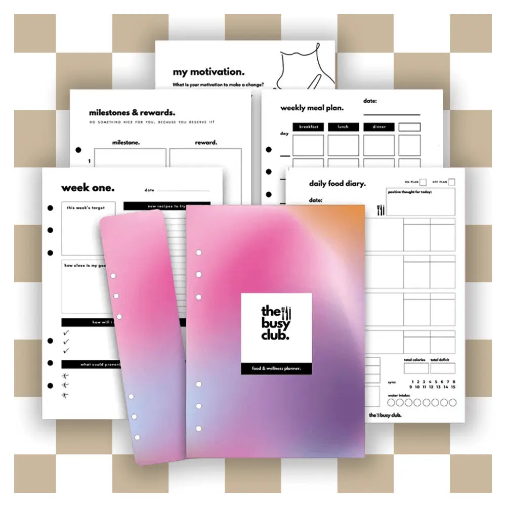 8 Week Food Diary Personal Planner Inserts - Cotton Candy